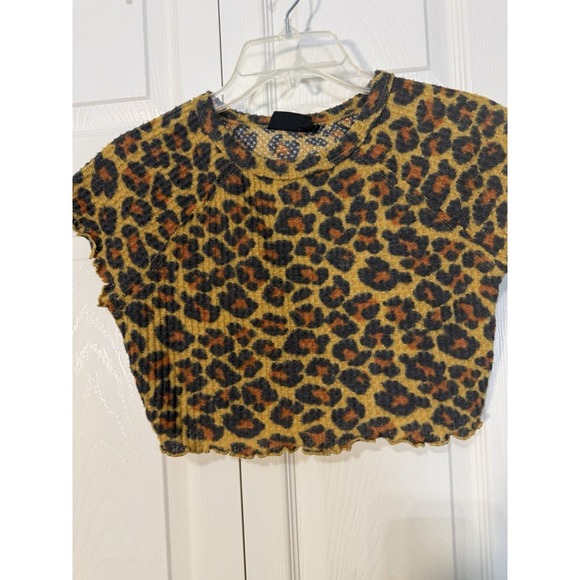 Out From Under Urban Outfitters Tops - Urban Outfitters Small Out From Under Leopard Animal Print Crop Top Ruffle Hem